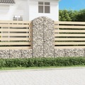 vidaXL, vidaXL Gabione mit Hochbogen 100x50x200/220 cm Verzinktes Eisen