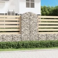 vidaXL, vidaXL Gabione mit Hochbogen 100x50x180/200 cm Verzinktes Eisen