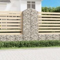 vidaXL, vidaXL Gabione mit Hochbogen 100x50x220/240 cm Verzinktes Eisen