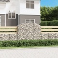 vidaXL, vidaXL Gabione mit Hochbogen 150x50x120/140 cm Verzinktes Eisen