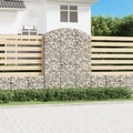 vidaXL, vidaXL Gabione mit Hochbogen 150x50x200/220 cm Verzinktes Eisen