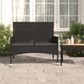 vidaXL, vidaXL Gartenbank 2-Sitzer mit Kissen Schwarz Poly Rattan