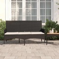 vidaXL, vidaXL Gartenbank 3-Sitzer mit Kissen Schwarz Poly Rattan