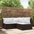 vidaXL, vidaXL 3-tlg. Garten-Lounge-Set mit Kissen Braun Poly Rattan