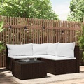 vidaXL, vidaXL 4-tlg. Garten-Lounge-Set mit Kissen Braun Poly Rattan