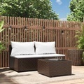 vidaXL, vidaXL 3-tlg. Garten-Lounge-Set mit Kissen Braun Poly Rattan