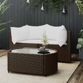 vidaXL, vidaXL 3-tlg. Garten-Lounge-Set mit Kissen Braun Poly Rattan