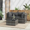 vidaXL, vidaXL 3-tlg. Garten-Lounge-Set mit Kissen Grau Poly Rattan