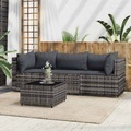 vidaXL, vidaXL 4-tlg. Garten-Lounge-Set mit Kissen Grau Poly Rattan