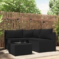 vidaXL, vidaXL 4-tlg. Garten-Lounge-Set mit Kissen Schwarz Poly Rattan