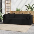 vidaXL, vidaXL 3-tlg. Garten-Lounge-Set mit Kissen Schwarz Poly Rattan