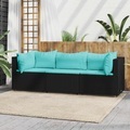 vidaXL, vidaXL 3-tlg. Garten-Lounge-Set mit Kissen Schwarz Poly Rattan
