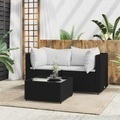 vidaXL, vidaXL 3-tlg. Garten-Lounge-Set mit Kissen Schwarz Poly Rattan