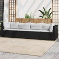 vidaXL, vidaXL 4-tlg. Garten-Lounge-Set mit Kissen Schwarz Poly Rattan