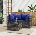 vidaXL, vidaXL 3-tlg. Garten-Lounge-Set mit Kissen Grau Poly Rattan