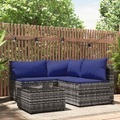 vidaXL, vidaXL 4-tlg. Garten-Lounge-Set mit Kissen Grau Poly Rattan