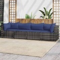 vidaXL, vidaXL 4-tlg. Garten-Lounge-Set mit Kissen Grau Poly Rattan