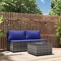 vidaXL, vidaXL 3-tlg. Garten-Lounge-Set mit Kissen Grau Poly Rattan