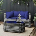 vidaXL, vidaXL 3-tlg. Garten-Lounge-Set mit Kissen Grau Poly Rattan