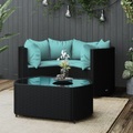 vidaXL, vidaXL 4-tlg. Garten-Lounge-Set mit Kissen Schwarz Poly Rattan