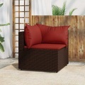 vidaXL, vidaXL Garten-Ecksofa mit Kissen Braun Poly Rattan