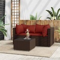 vidaXL, vidaXL 3-tlg. Garten-Lounge-Set mit Kissen Braun Poly Rattan