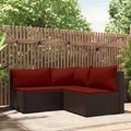 vidaXL, vidaXL 3-tlg. Garten-Lounge-Set mit Kissen Braun Poly Rattan