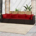 vidaXL, vidaXL 4-tlg. Garten-Lounge-Set mit Kissen Braun Poly Rattan