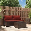vidaXL, vidaXL 3-tlg. Garten-Lounge-Set mit Kissen Braun Poly Rattan
