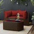vidaXL, vidaXL 3-tlg. Garten-Lounge-Set mit Kissen Braun Poly Rattan