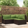 vidaXL, vidaXL 3-tlg. Garten-Lounge-Set mit Kissen Braun Poly Rattan