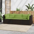 vidaXL, vidaXL 3-tlg. Garten-Lounge-Set mit Kissen Braun Poly Rattan