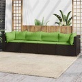 vidaXL, vidaXL 4-tlg. Garten-Lounge-Set mit Kissen Braun Poly Rattan