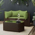 vidaXL, vidaXL 3-tlg. Garten-Lounge-Set mit Kissen Braun Poly Rattan