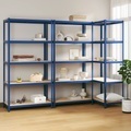 vidaXL, vidaXL Regale mit 5 Böden 3 Stk. Blau Stahl & Holzwerkstoff