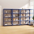 vidaXL, vidaXL Regale mit 5 Böden 4 Stk. Blau Stahl & Holzwerkstoff