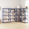 vidaXL, vidaXL Regale mit 5 Böden 4 Stk. Blau Stahl & Holzwerkstoff