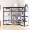 vidaXL, vidaXL Regale mit 5 Böden 3 Stk. Blau Stahl & Holzwerkstoff