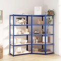 vidaXL, vidaXL Regale mit 5 Böden 2 Stk. Blau Stahl & Holzwerkstoff