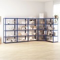 vidaXL, vidaXL Regale mit 5 Böden 5 Stk. Blau Stahl & Holzwerkstoff