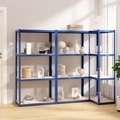 vidaXL, vidaXL Regale mit 4 Böden 3 Stk. Blau Stahl & Holzwerkstoff