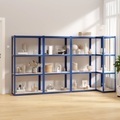 vidaXL, vidaXL Regale mit 4 Böden 4 Stk. Blau Stahl & Holzwerkstoff