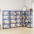 vidaXL, vidaXL Regale mit 5 Böden 5 Stk. Blau Stahl & Holzwerkstoff