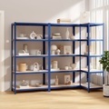 vidaXL, vidaXL Regale mit 5 Böden 3 Stk. Blau Stahl & Holzwerkstoff
