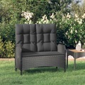 vidaXL, vidaXL Gartenbank mit Liegefunktion & Kissen 107cm Poly Rattan Schwarz