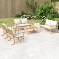 vidaXL, vidaXL 5-tlg. Garten-Lounge-Set mit Cremeweißen Kissen Bambus