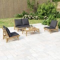 vidaXL, vidaXL 4-tlg. Garten-Lounge-Set mit Dunkelgrauen Kissen Bambus