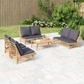 vidaXL, vidaXL 5-tlg. Garten-Lounge-Set mit Dunkelgrauen Kissen Bambus