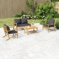 vidaXL, vidaXL 4-tlg. Garten-Lounge-Set mit Dunkelgrauen Kissen Bambus