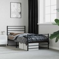 vidaXL, vidaXL Bettgestell mit Kopf- und Fußteil Metall Schwarz 90x190 cm